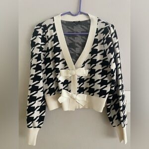 Express Black and White Houndstooth Cardigan